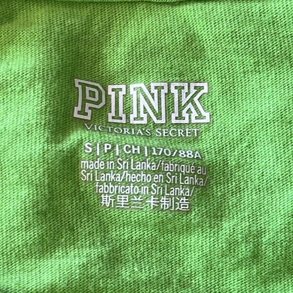 Victoria's Secret Pink Cotton Campus Long Sleeve Crew Neck Color Green Sz Small - Picture 7 of 8